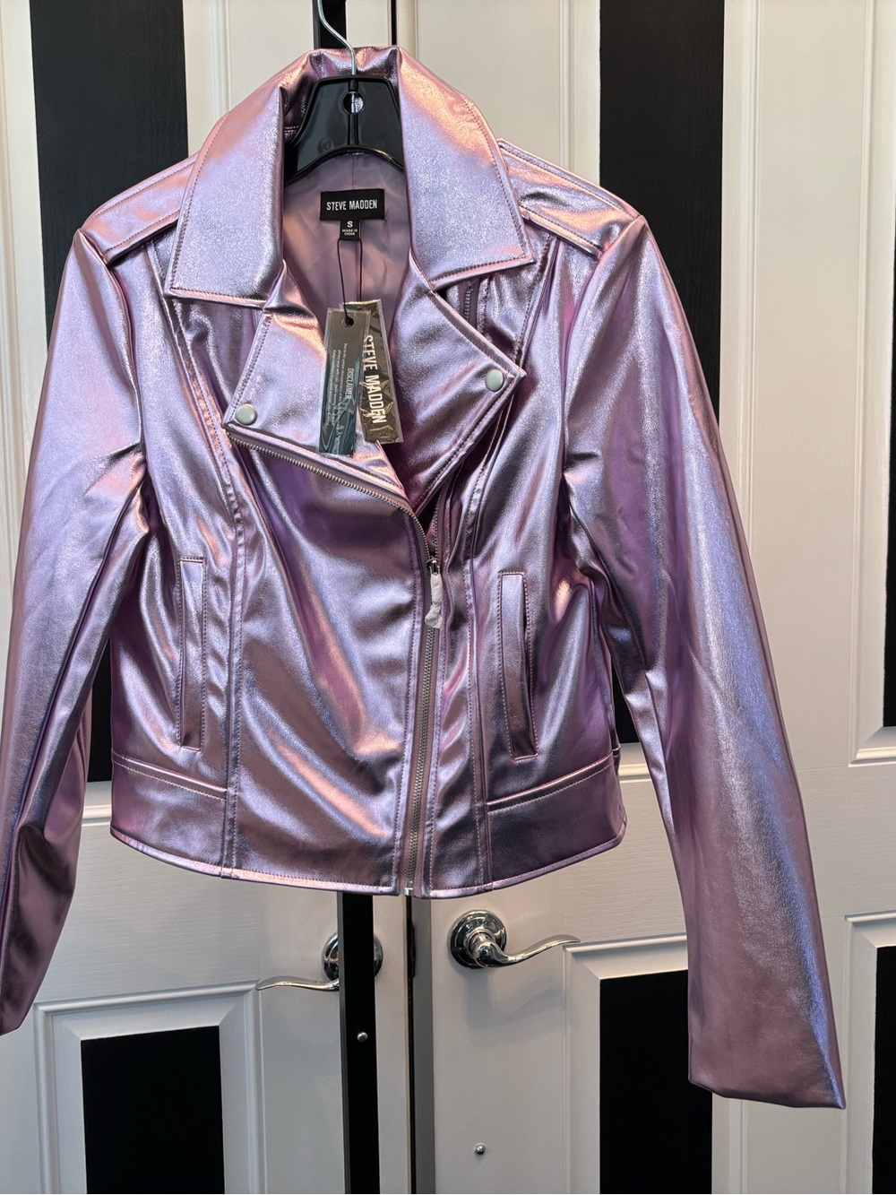 Steve Madden “Not Your Baby” Pink
Metallic Jacket.  Small NWT  $70.